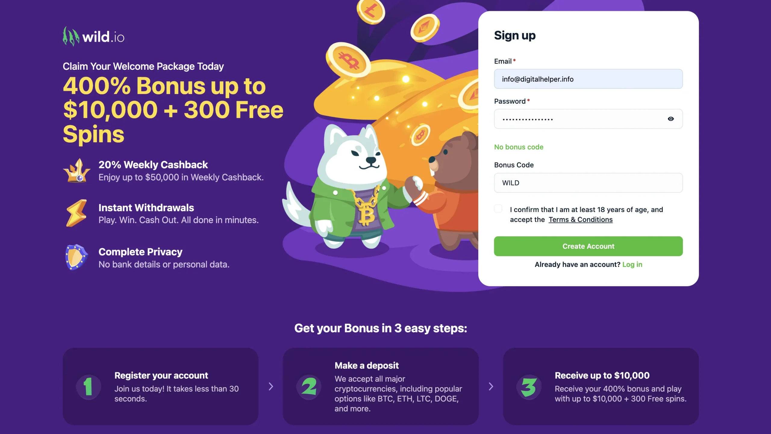 Claim Wild.io Bonus Codes.